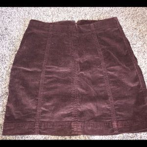 Free People zip-up velvet skirt